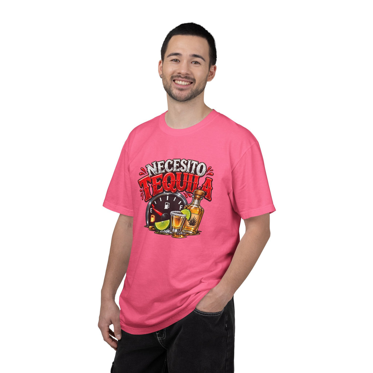 Necesito Tequila T-shirt | Tequila Bottle & Shot Glass Illustration