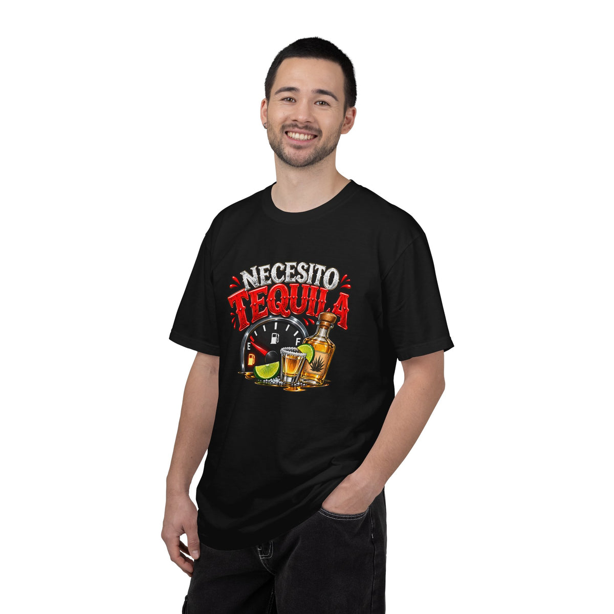 Necesito Tequila T-shirt | Tequila Bottle & Shot Glass Illustration