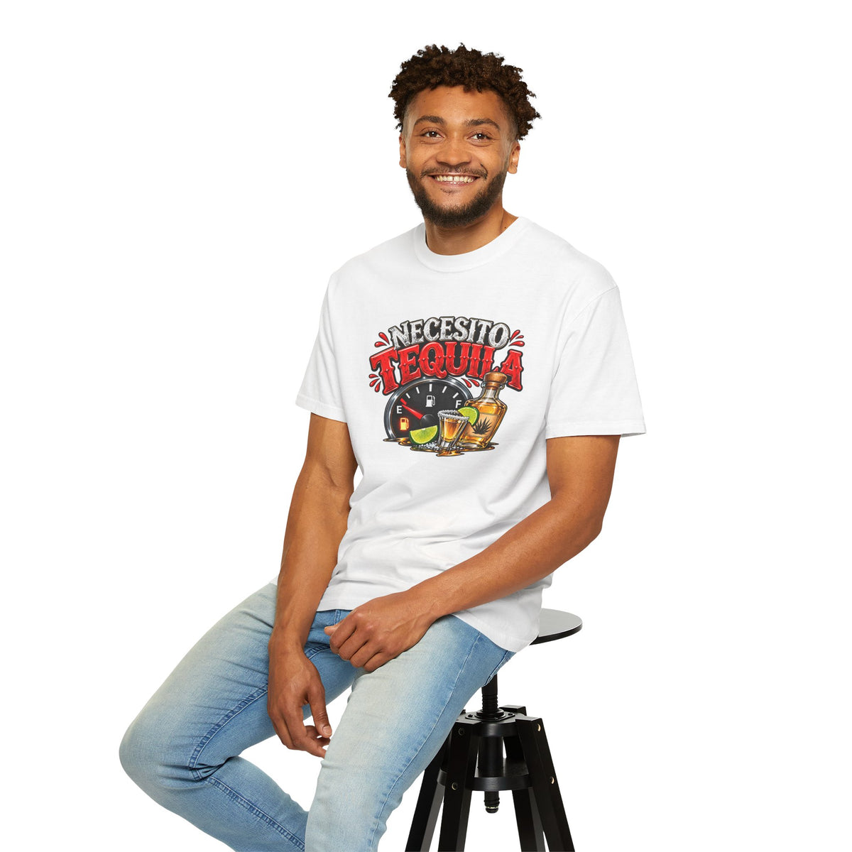 Necesito Tequila T-shirt | Tequila Bottle & Shot Glass Illustration