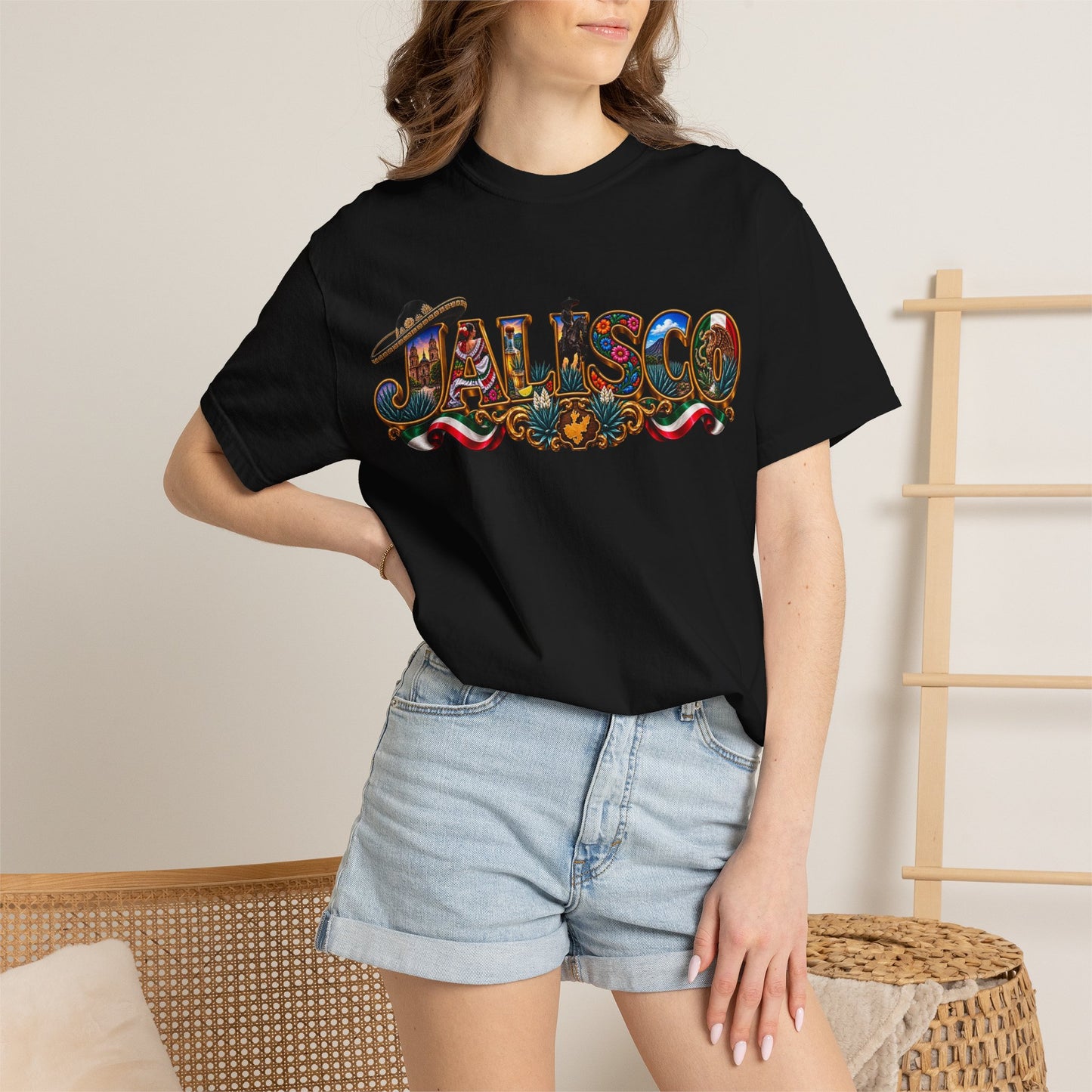 Jalisco Graphic T-Shirt — Colorful Mexican Folk Art Typography