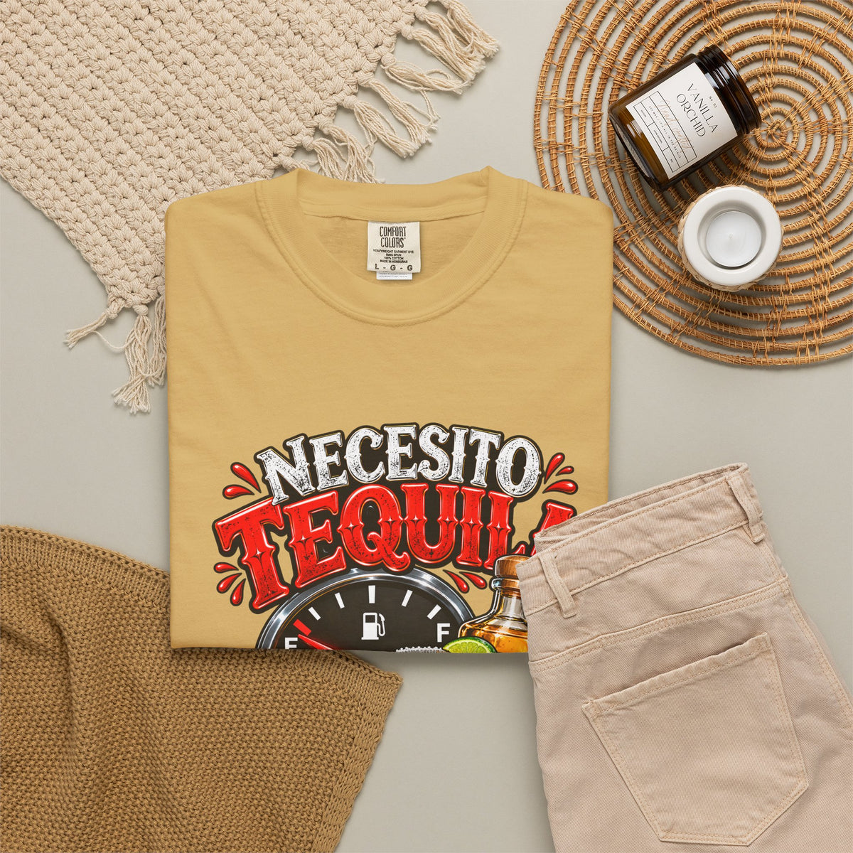 Necesito Tequila T-shirt | Tequila Bottle & Shot Glass Illustration